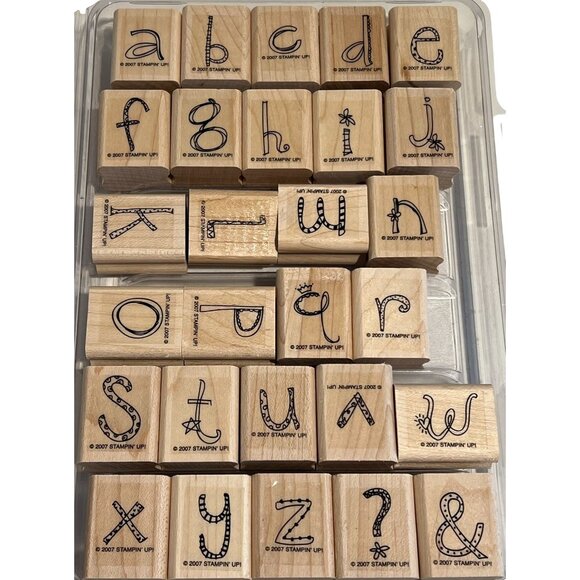 Stampin Up! Doodle Alphabet Rubber Stamp Set In Plastic Case - Picture 1 of 3